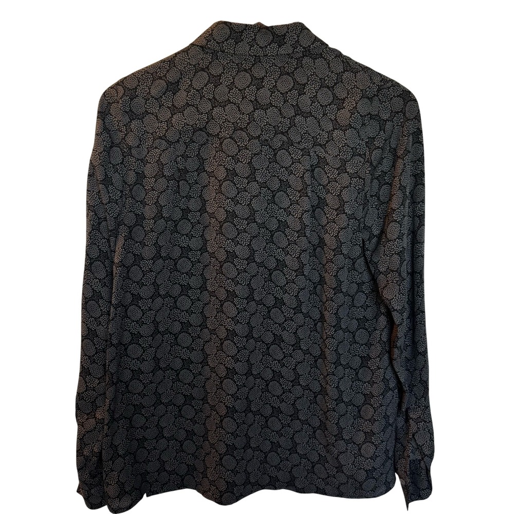 Vince Black Gray Floral Print Silk Button Down Long Sleeve‎ Blouse Women's sz 4 - Picture 8 of 8